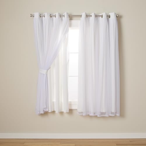 Exclusive Home Catarina Layered Solid Room Darkening Blackout and Sheer Grommet Top Curtain Panel