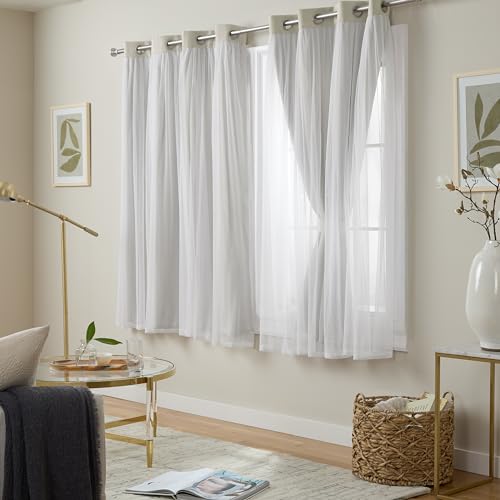 Exclusive Home Catarina Layered Solid Room Darkening Blackout and Sheer Grommet Top Curtain Panel