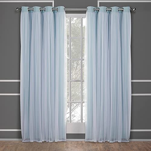 Exclusive Home Catarina Layered Solid Room Darkening Blackout and Sheer Grommet Top Curtain Panel