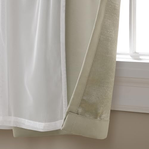 Exclusive Home Catarina Layered Solid Room Darkening Blackout and Sheer Grommet Top Curtain Panel