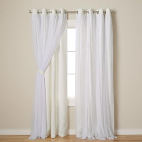 Exclusive Home Catarina Layered Solid Room Darkening Blackout and Sheer Grommet Top Curtain Panel