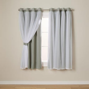 Exclusive Home Catarina Layered Solid Room Darkening Blackout and Sheer Grommet Top Curtain Panel