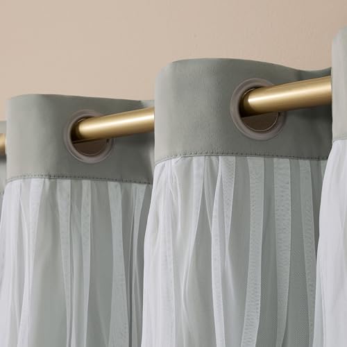 Exclusive Home Catarina Layered Solid Room Darkening Blackout and Sheer Grommet Top Curtain Panel