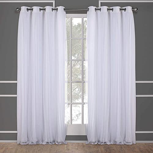 Exclusive Home Catarina Layered Solid Room Darkening Blackout and Sheer Grommet Top Curtain Panel