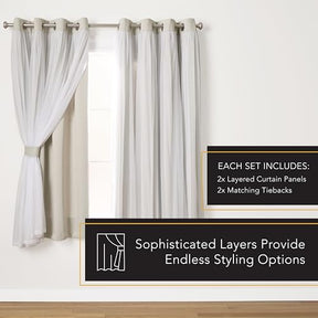 Exclusive Home Catarina Layered Solid Room Darkening Blackout and Sheer Grommet Top Curtain Panel