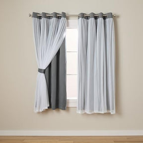 Exclusive Home Catarina Layered Solid Room Darkening Blackout and Sheer Grommet Top Curtain Panel