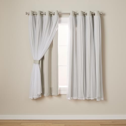 Exclusive Home Catarina Layered Solid Room Darkening Blackout and Sheer Grommet Top Curtain Panel