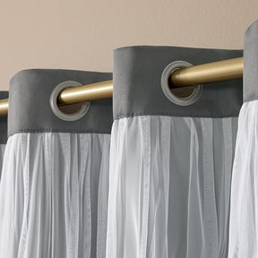 Exclusive Home Catarina Layered Solid Room Darkening Blackout and Sheer Grommet Top Curtain Panel