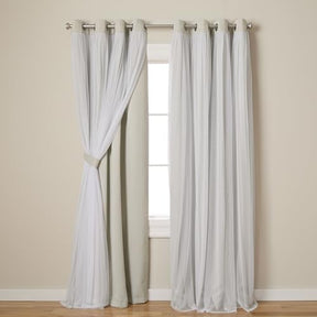 Exclusive Home Catarina Layered Solid Room Darkening Blackout and Sheer Grommet Top Curtain Panel