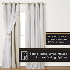 Exclusive Home Catarina Layered Solid Room Darkening Blackout and Sheer Grommet Top Curtain Panel