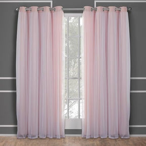 Exclusive Home Catarina Layered Solid Room Darkening Blackout and Sheer Grommet Top Curtain Panel