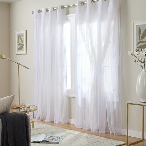 Exclusive Home Catarina Layered Solid Room Darkening Blackout and Sheer Grommet Top Curtain Panel