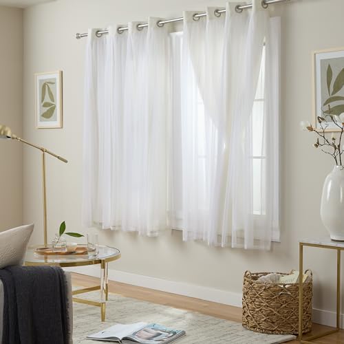 Exclusive Home Catarina Layered Solid Room Darkening Blackout and Sheer Grommet Top Curtain Panel