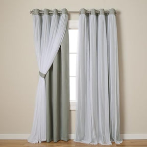 Exclusive Home Catarina Layered Solid Room Darkening Blackout and Sheer Grommet Top Curtain Panel