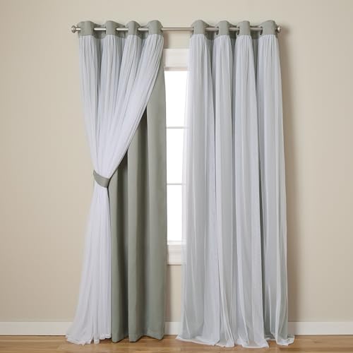 Exclusive Home Catarina Layered Solid Room Darkening Blackout and Sheer Grommet Top Curtain Panel