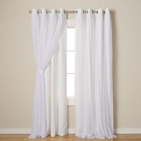 Exclusive Home Catarina Layered Solid Room Darkening Blackout and Sheer Grommet Top Curtain Panel