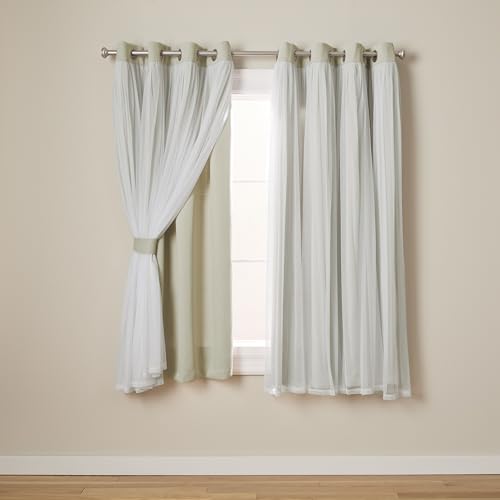 Exclusive Home Catarina Layered Solid Room Darkening Blackout and Sheer Grommet Top Curtain Panel