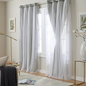 Exclusive Home Catarina Layered Solid Room Darkening Blackout and Sheer Grommet Top Curtain Panel