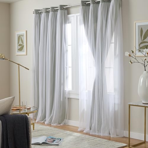 Exclusive Home Catarina Layered Solid Room Darkening Blackout and Sheer Grommet Top Curtain Panel