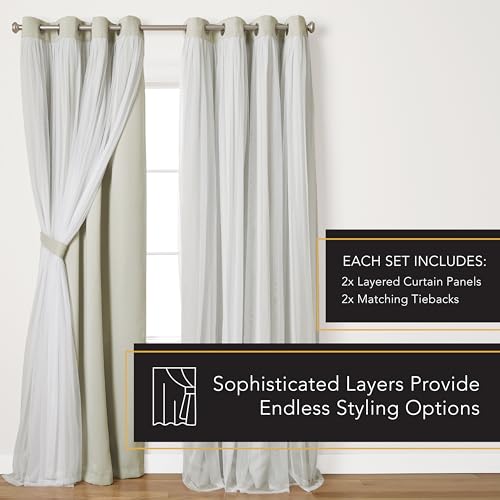 Exclusive Home Catarina Layered Solid Room Darkening Blackout and Sheer Grommet Top Curtain Panel