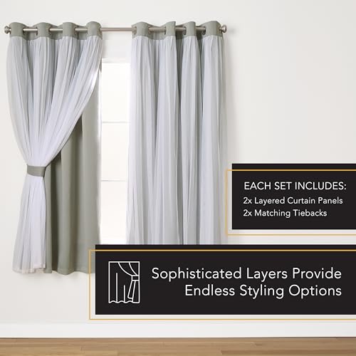 Exclusive Home Catarina Layered Solid Room Darkening Blackout and Sheer Grommet Top Curtain Panel