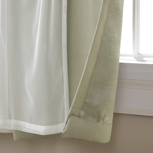 Exclusive Home Catarina Layered Solid Room Darkening Blackout and Sheer Grommet Top Curtain Panel