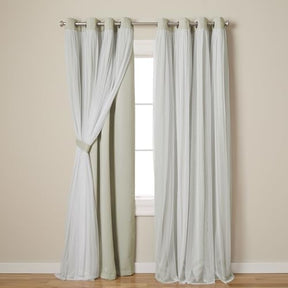 Exclusive Home Catarina Layered Solid Room Darkening Blackout and Sheer Grommet Top Curtain Panel