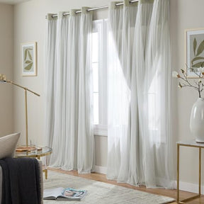 Exclusive Home Catarina Layered Solid Room Darkening Blackout and Sheer Grommet Top Curtain Panel