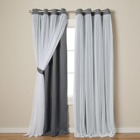 Exclusive Home Catarina Layered Solid Room Darkening Blackout and Sheer Grommet Top Curtain Panel