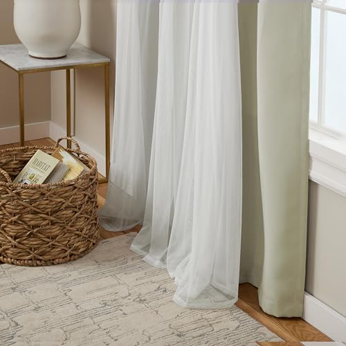 Exclusive Home Catarina Layered Solid Room Darkening Blackout and Sheer Grommet Top Curtain Panel