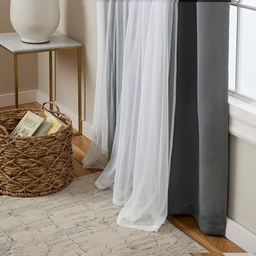 Exclusive Home Catarina Layered Solid Room Darkening Blackout and Sheer Grommet Top Curtain Panel