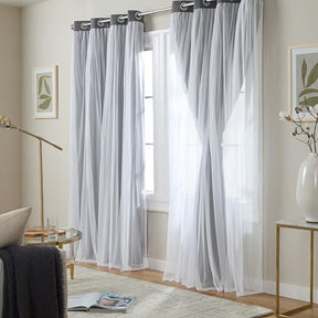 Exclusive Home Catarina Layered Solid Room Darkening Blackout and Sheer Grommet Top Curtain Panel