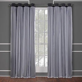 Exclusive Home Catarina Layered Solid Room Darkening Blackout and Sheer Grommet Top Curtain Panel