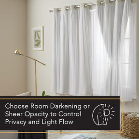 Exclusive Home Catarina Layered Solid Room Darkening Blackout and Sheer Grommet Top Curtain Panel