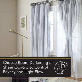 Exclusive Home Catarina Layered Solid Room Darkening Blackout and Sheer Grommet Top Curtain Panel