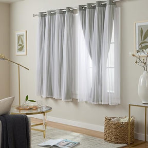 Exclusive Home Catarina Layered Solid Room Darkening Blackout and Sheer Grommet Top Curtain Panel