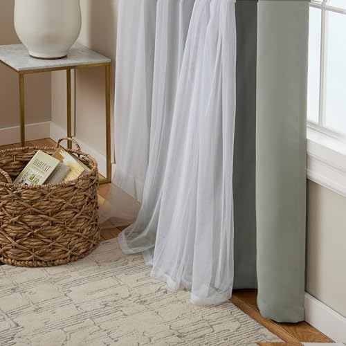 Exclusive Home Catarina Layered Solid Room Darkening Blackout and Sheer Grommet Top Curtain Panel