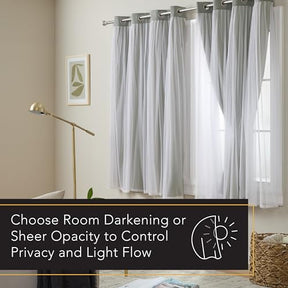 Exclusive Home Catarina Layered Solid Room Darkening Blackout and Sheer Grommet Top Curtain Panel