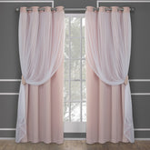 Exclusive Home Catarina Layered Solid Room Darkening Blackout and Sheer Grommet Top Curtain Panel