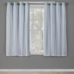 Exclusive Home Catarina Layered Solid Room Darkening Blackout and Sheer Grommet Top Curtain Panel