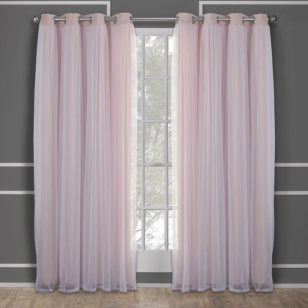 Exclusive Home Catarina Layered Solid Room Darkening Blackout and Sheer Grommet Top Curtain Panel