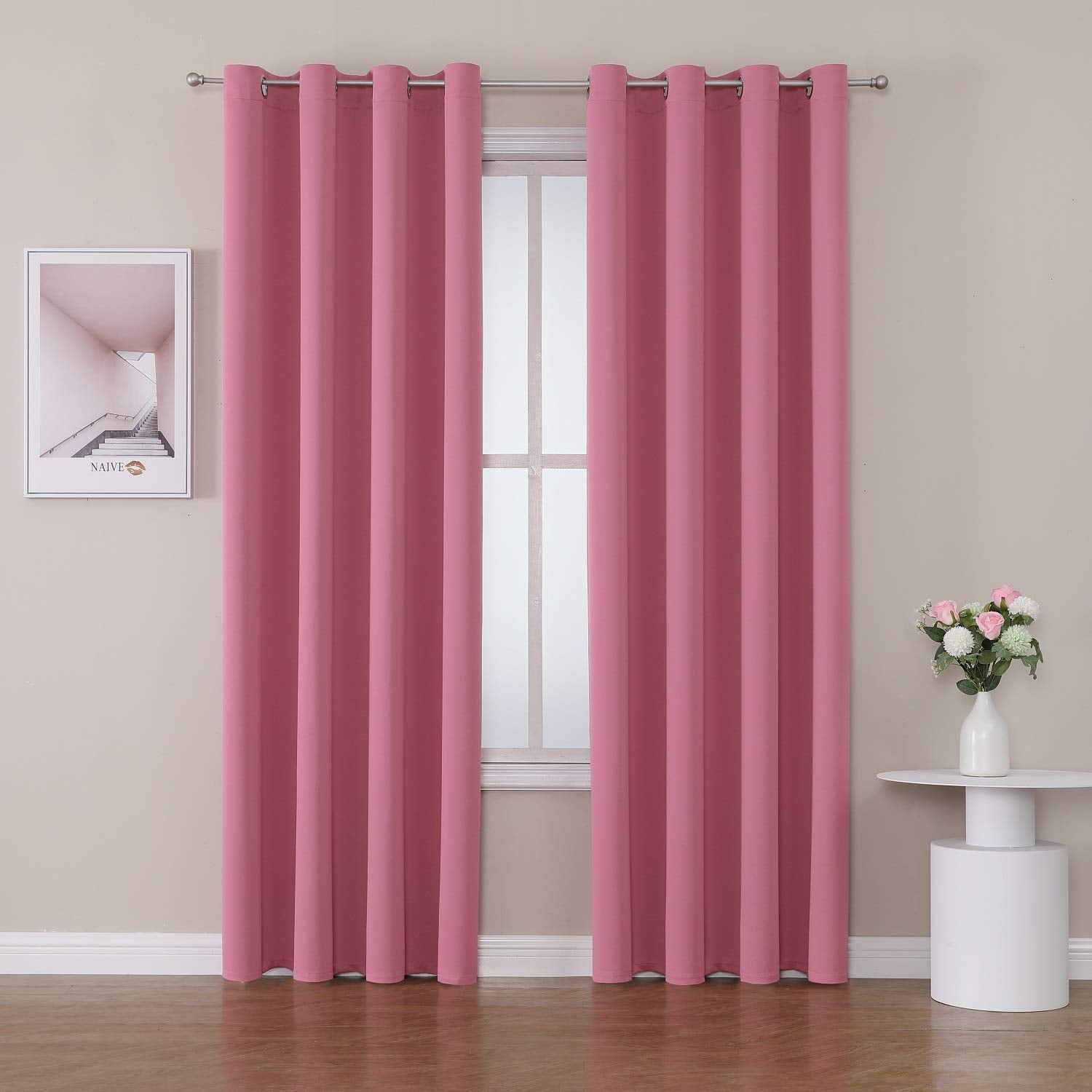 ChrisDowa Grommet Blackout Curtains for Bedroom and Living Room.