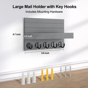 Lwenki Key Holder for Wall, Decorative Key and Mail Holder with Shelf Has Large Hooks.