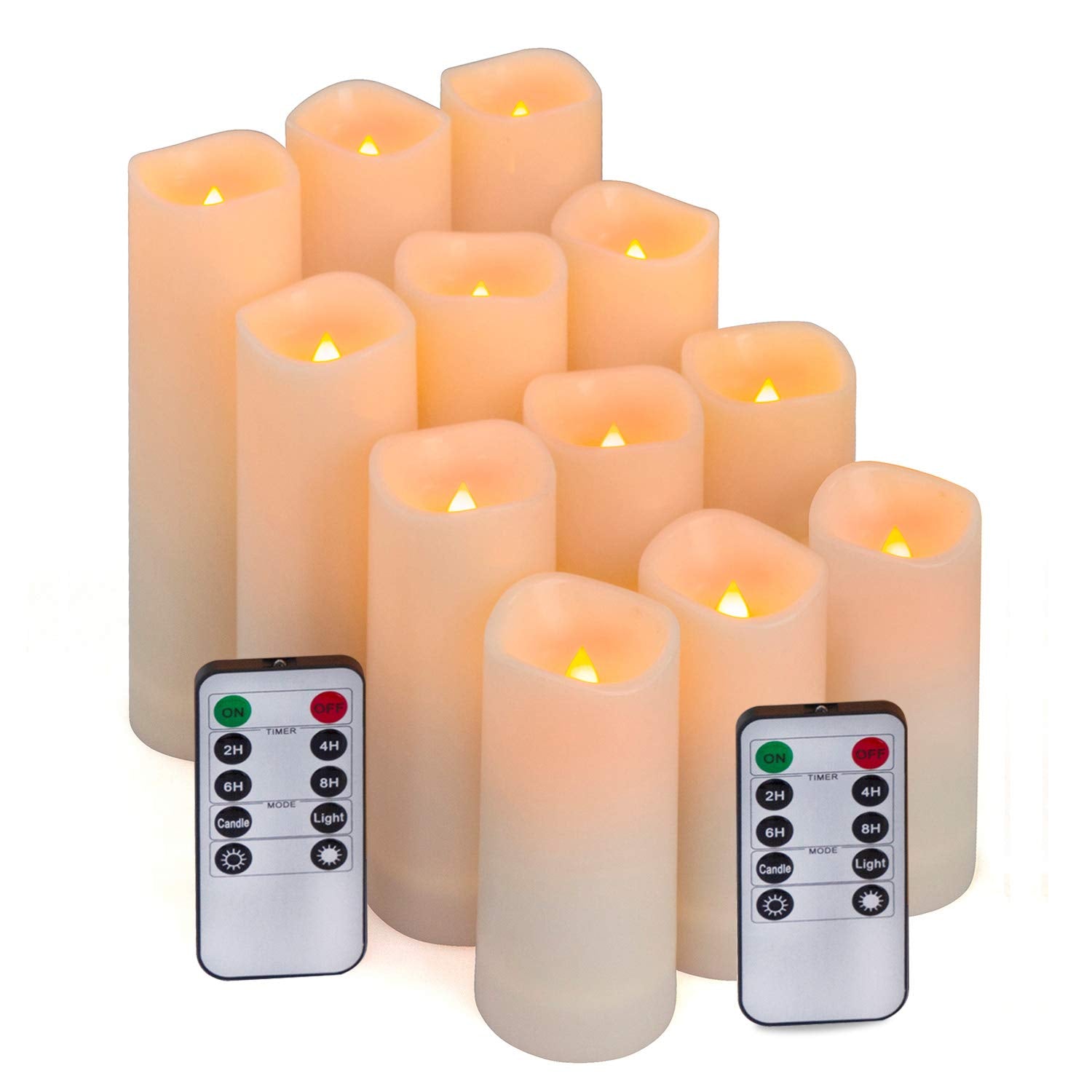 Aignis Flameless LED Candles with 10-Key Remote & Timer, Outdoor Indoor Waterproof Battery Operated.