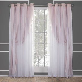 Exclusive Home Catarina Layered Solid Room Darkening Blackout and Sheer Grommet Top Curtain Panel