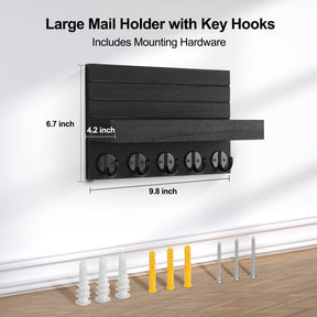 Lwenki Key Holder for Wall, Decorative Key and Mail Holder with Shelf Has Large Hooks.