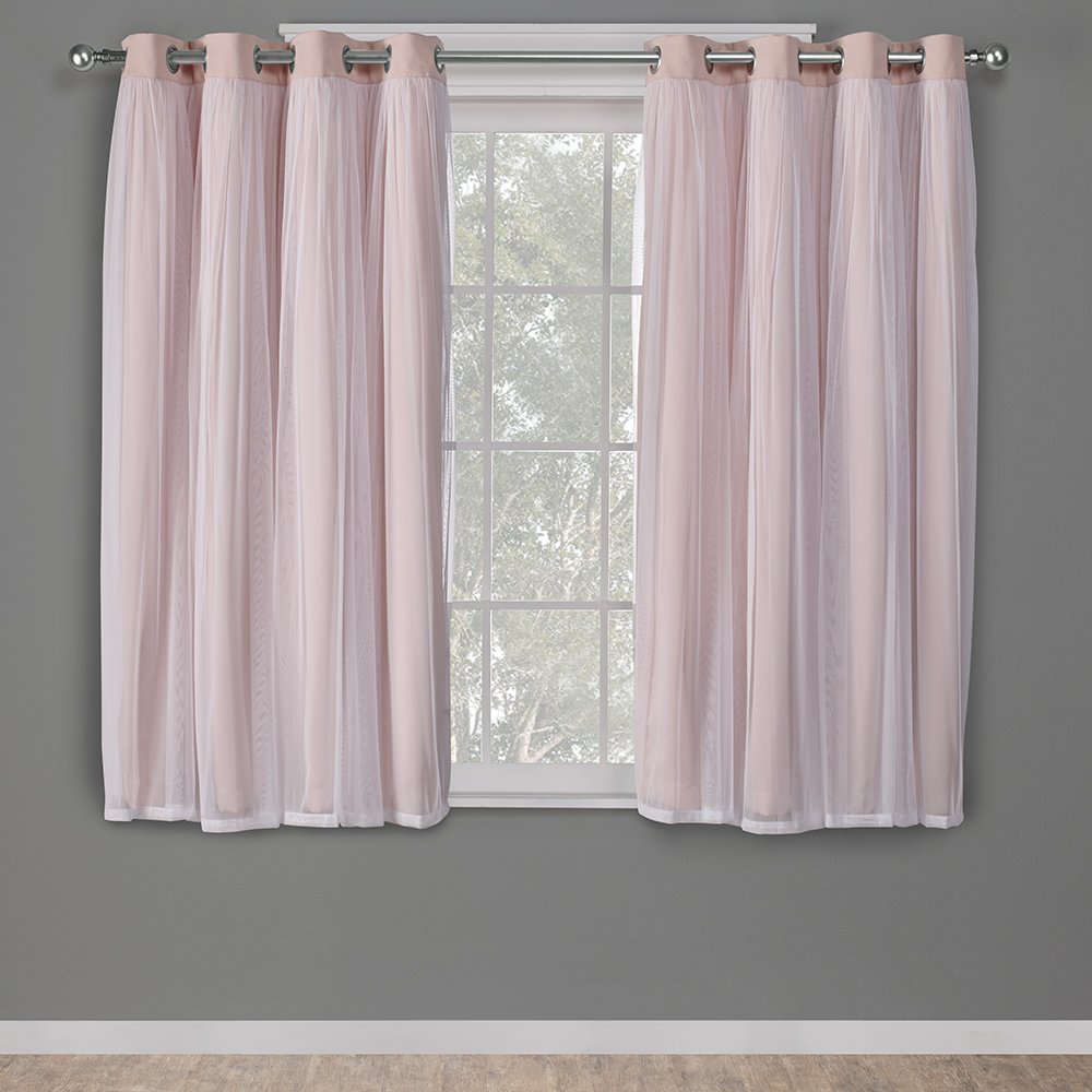 Exclusive Home Catarina Layered Solid Room Darkening Blackout and Sheer Grommet Top Curtain Panel