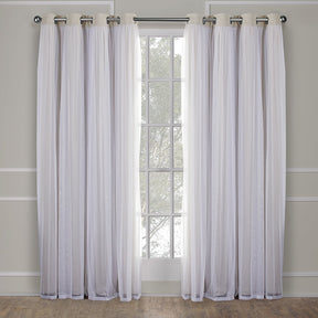 Exclusive Home Catarina Layered Solid Room Darkening Blackout and Sheer Grommet Top Curtain Panel