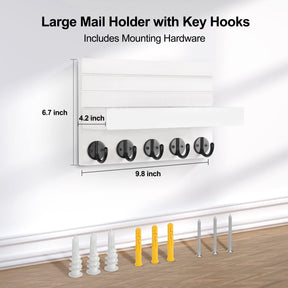 Lwenki Key Holder for Wall, Decorative Key and Mail Holder with Shelf Has Large Hooks.