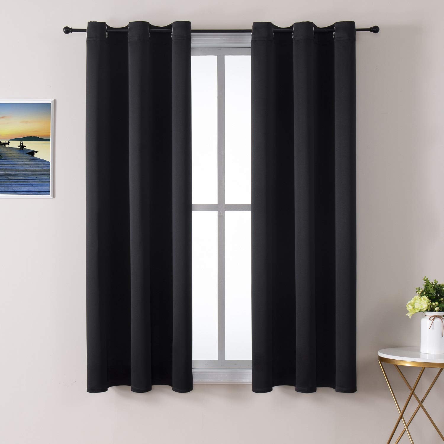 ChrisDowa Grommet Blackout Curtains for Bedroom and Living Room.